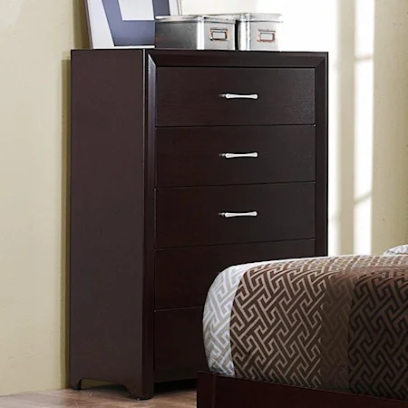 Contemporary Chest of Drawers with Polished Nickel Hardware
